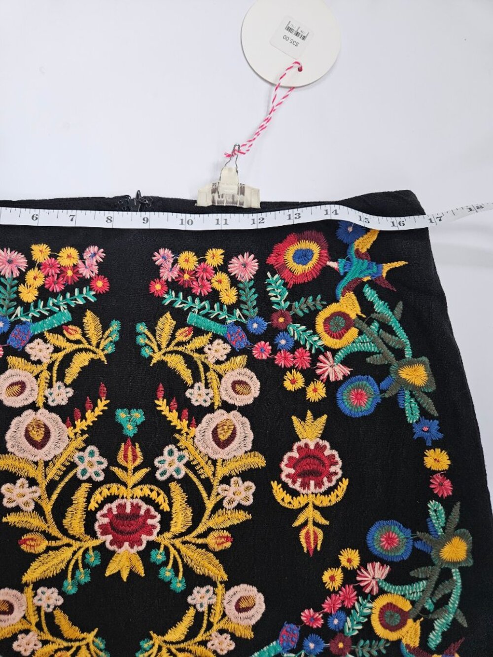 NWT Umgee Floral Embroidered Boho Mini Skirt Black Size Large - Picture 14 of 15